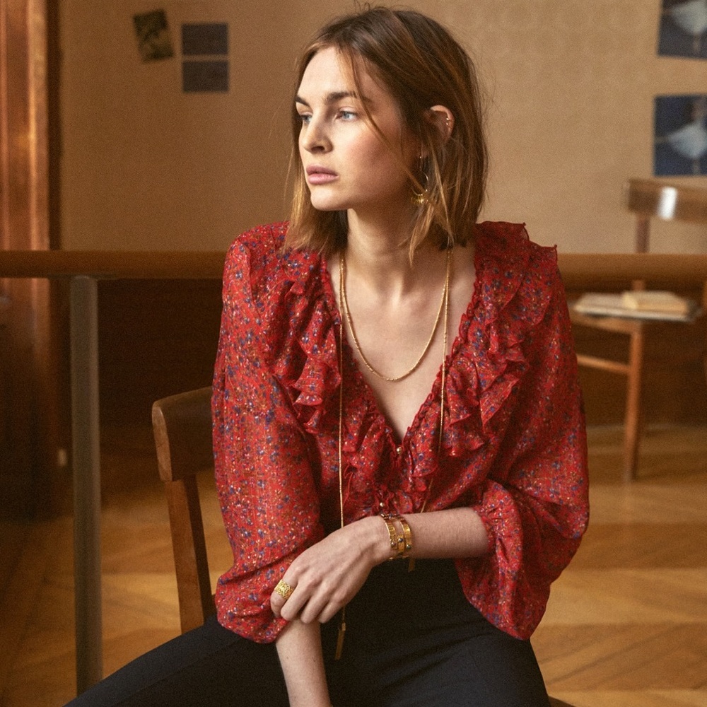ISO Sézane Izaac top small flowers print size US 2